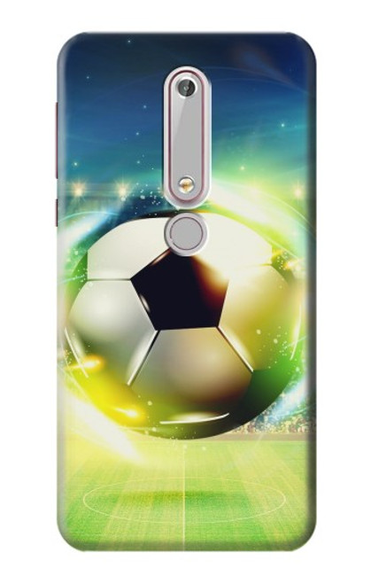 W3844 Glowing Football Soccer Ball Hülle Schutzhülle Taschen und Leder Flip für Nokia 6.1, Nokia 6 2018