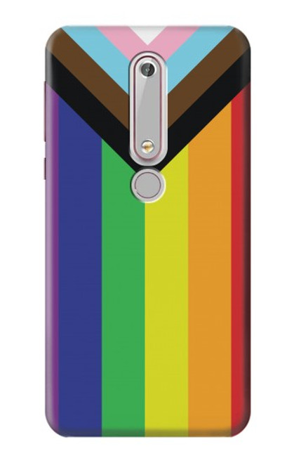 W3846 Pride Flag LGBT Hülle Schutzhülle Taschen und Leder Flip für Nokia 6.1, Nokia 6 2018