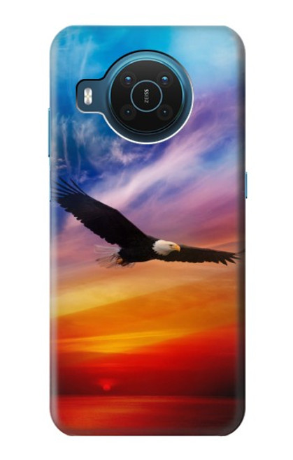 W3841 Bald Eagle Flying Colorful Sky Hülle Schutzhülle Taschen und Leder Flip für Nokia X20