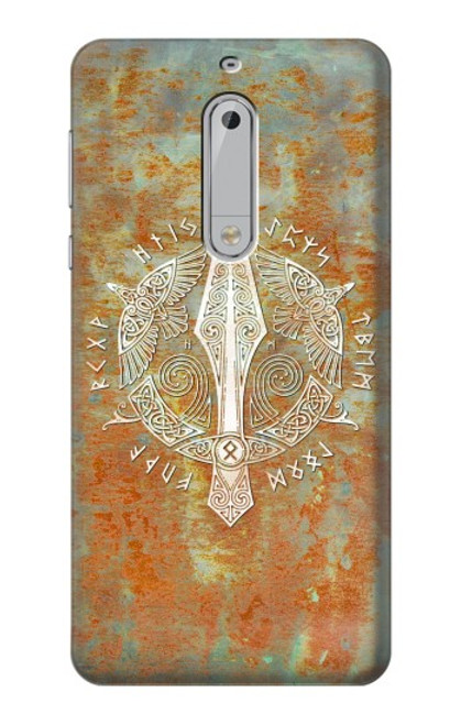 W3827 Gungnir Spear of Odin Norse Viking Symbol Hülle Schutzhülle Taschen und Leder Flip für Nokia 5