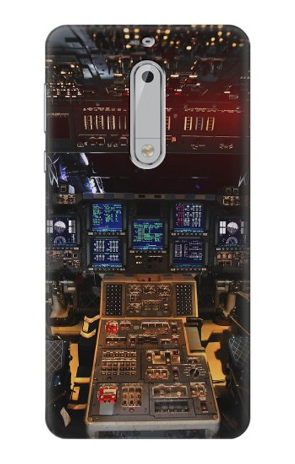 W3836 Airplane Cockpit Hülle Schutzhülle Taschen und Leder Flip für Nokia 5