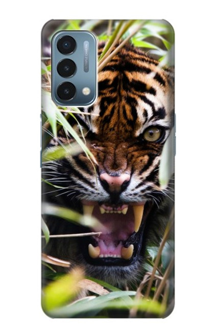 W3838 Barking Bengal Tiger Hülle Schutzhülle Taschen und Leder Flip für OnePlus Nord N200 5G