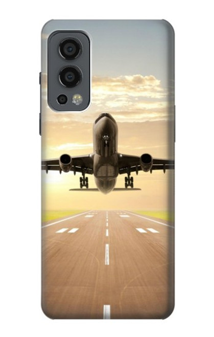 W3837 Airplane Take off Sunrise Hülle Schutzhülle Taschen und Leder Flip für OnePlus Nord 2 5G