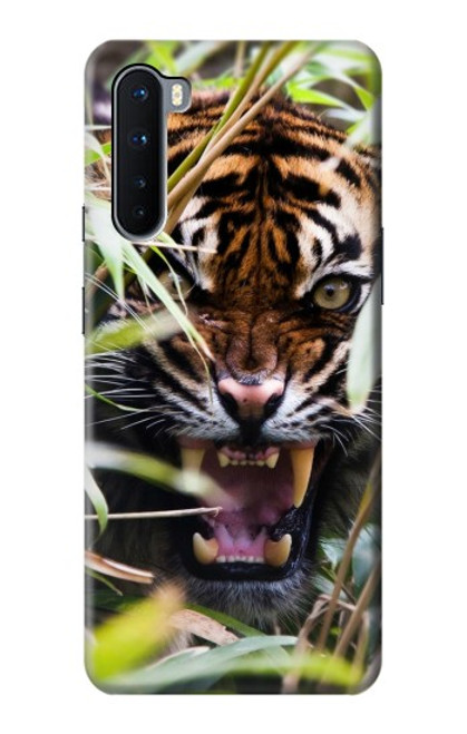 W3838 Barking Bengal Tiger Hülle Schutzhülle Taschen und Leder Flip für OnePlus Nord