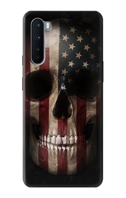 W3850 American Flag Skull Hülle Schutzhülle Taschen und Leder Flip für OnePlus Nord