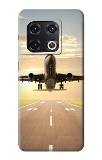 W3837 Airplane Take off Sunrise Hülle Schutzhülle Taschen und Leder Flip für OnePlus 10 Pro