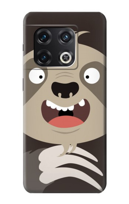 W3855 Sloth Face Cartoon Hülle Schutzhülle Taschen und Leder Flip für OnePlus 10 Pro