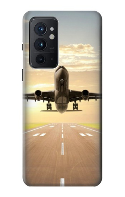 W3837 Airplane Take off Sunrise Hülle Schutzhülle Taschen und Leder Flip für OnePlus 9RT 5G