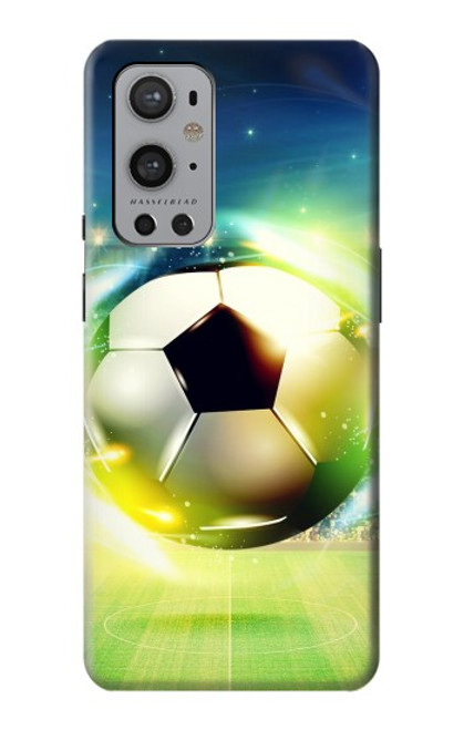 W3844 Glowing Football Soccer Ball Hülle Schutzhülle Taschen und Leder Flip für OnePlus 9 Pro