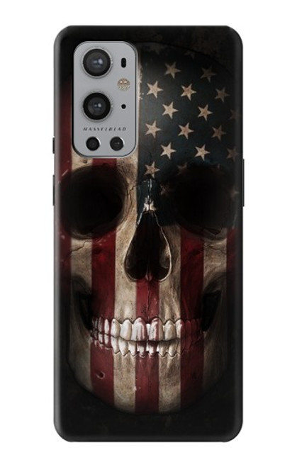 W3850 American Flag Skull Hülle Schutzhülle Taschen und Leder Flip für OnePlus 9 Pro