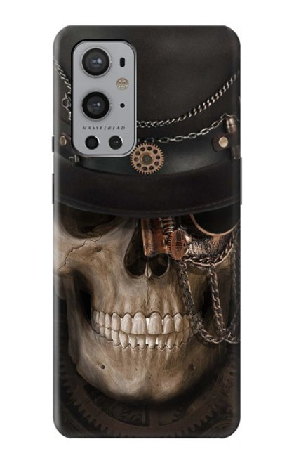 W3852 Steampunk Skull Hülle Schutzhülle Taschen und Leder Flip für OnePlus 9 Pro