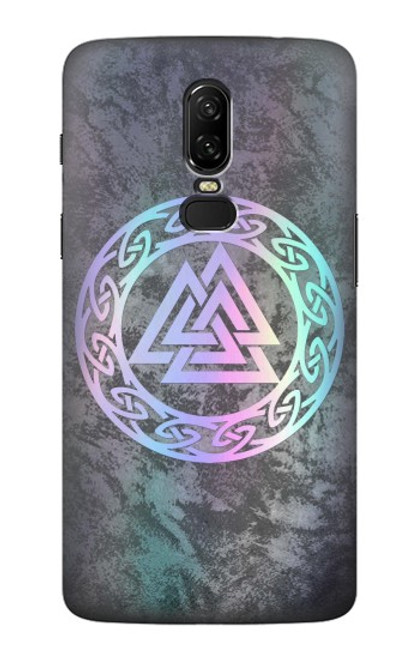 W3833 Valknut Odin Wotans Knot Hrungnir Heart Hülle Schutzhülle Taschen und Leder Flip für OnePlus 6