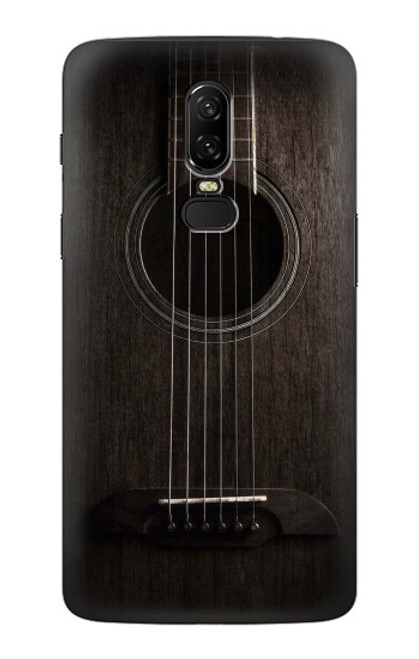W3834 Old Woods Black Guitar Hülle Schutzhülle Taschen und Leder Flip für OnePlus 6