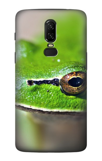 W3845 Green frog Hülle Schutzhülle Taschen und Leder Flip für OnePlus 6