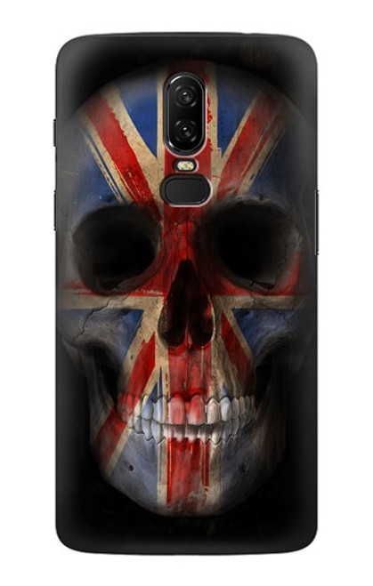 W3848 United Kingdom Flag Skull Hülle Schutzhülle Taschen und Leder Flip für OnePlus 6