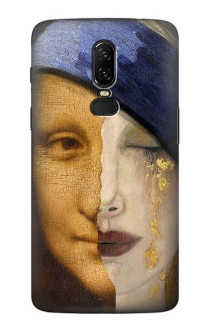 W3853 Mona Lisa Gustav Klimt Vermeer Hülle Schutzhülle Taschen und Leder Flip für OnePlus 6