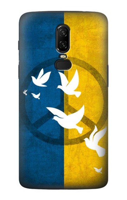 W3857 Peace Dove Ukraine Flag Hülle Schutzhülle Taschen und Leder Flip für OnePlus 6