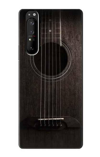 W3834 Old Woods Black Guitar Hülle Schutzhülle Taschen und Leder Flip für Sony Xperia 1 III