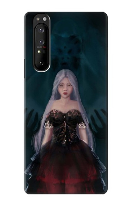 W3847 Lilith Devil Bride Gothic Girl Skull Grim Reaper Hülle Schutzhülle Taschen und Leder Flip für Sony Xperia 1 III