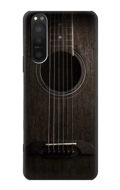 W3834 Old Woods Black Guitar Hülle Schutzhülle Taschen und Leder Flip für Sony Xperia 5 II