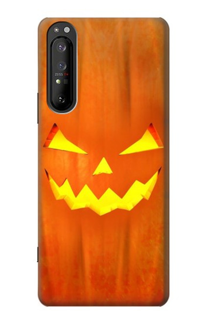 W3828 Pumpkin Halloween Hülle Schutzhülle Taschen und Leder Flip für Sony Xperia 1 II