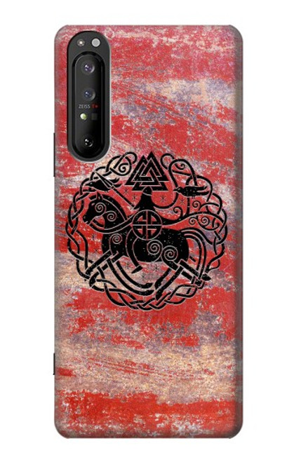 W3831 Viking Norse Ancient Symbol Hülle Schutzhülle Taschen und Leder Flip für Sony Xperia 1 II