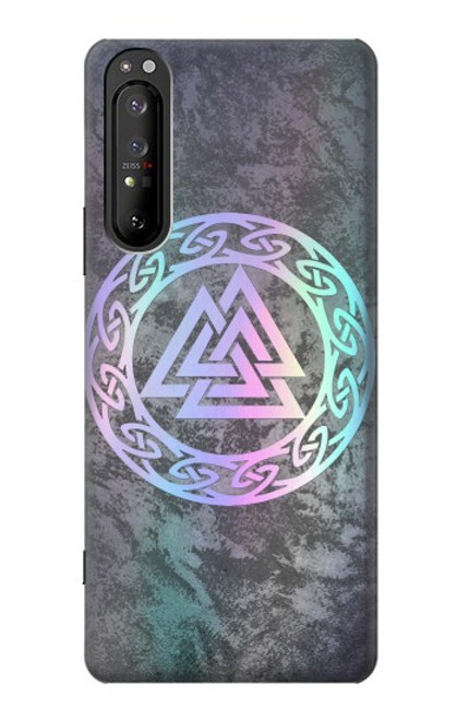 W3833 Valknut Odin Wotans Knot Hrungnir Heart Hülle Schutzhülle Taschen und Leder Flip für Sony Xperia 1 II