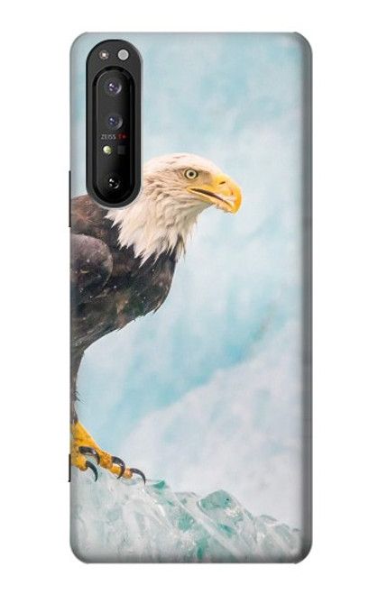 W3843 Bald Eagle On Ice Hülle Schutzhülle Taschen und Leder Flip für Sony Xperia 1 II