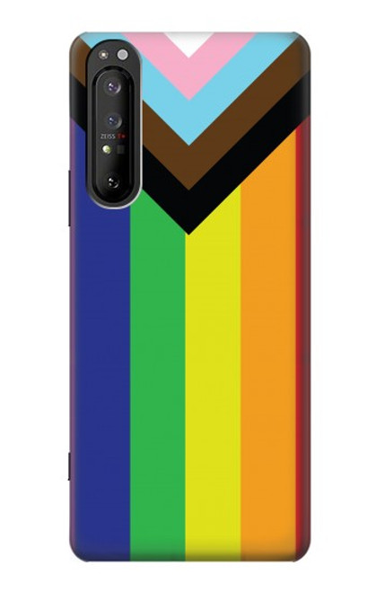 W3846 Pride Flag LGBT Hülle Schutzhülle Taschen und Leder Flip für Sony Xperia 1 II