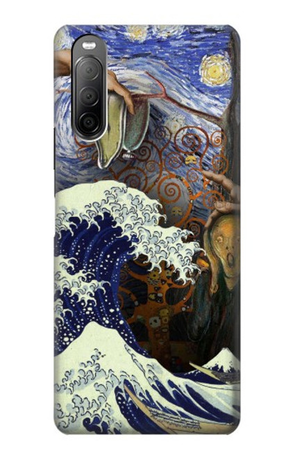 W3851 World of Art Van Gogh Hokusai Da Vinci Hülle Schutzhülle Taschen und Leder Flip für Sony Xperia 10 II
