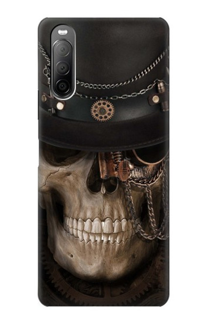 W3852 Steampunk Skull Hülle Schutzhülle Taschen und Leder Flip für Sony Xperia 10 II