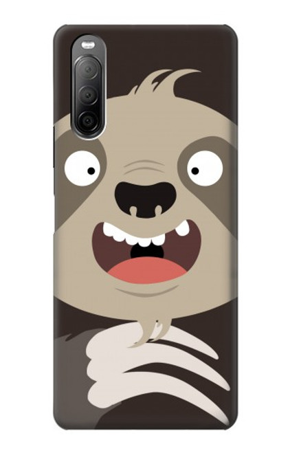 W3855 Sloth Face Cartoon Hülle Schutzhülle Taschen und Leder Flip für Sony Xperia 10 II