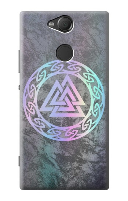 W3833 Valknut Odin Wotans Knot Hrungnir Heart Hülle Schutzhülle Taschen und Leder Flip für Sony Xperia XA2