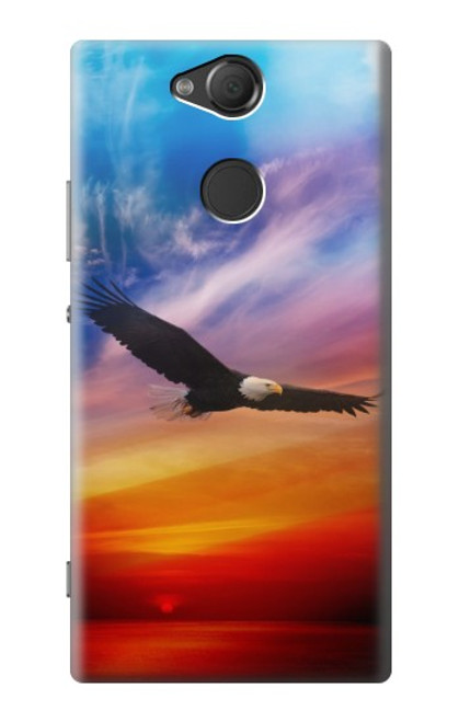 W3841 Bald Eagle Flying Colorful Sky Hülle Schutzhülle Taschen und Leder Flip für Sony Xperia XA2