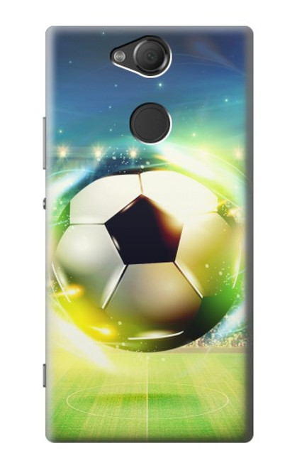 W3844 Glowing Football Soccer Ball Hülle Schutzhülle Taschen und Leder Flip für Sony Xperia XA2