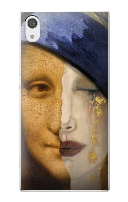 W3853 Mona Lisa Gustav Klimt Vermeer Hülle Schutzhülle Taschen und Leder Flip für Sony Xperia XA1