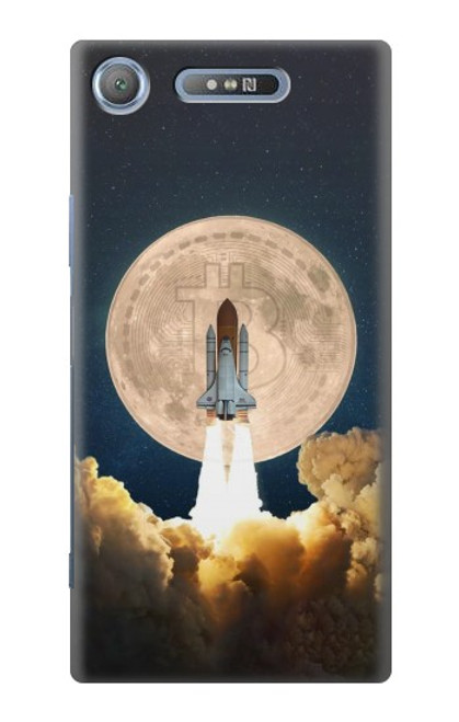 W3859 Bitcoin to the Moon Hülle Schutzhülle Taschen und Leder Flip für Sony Xperia XZ1