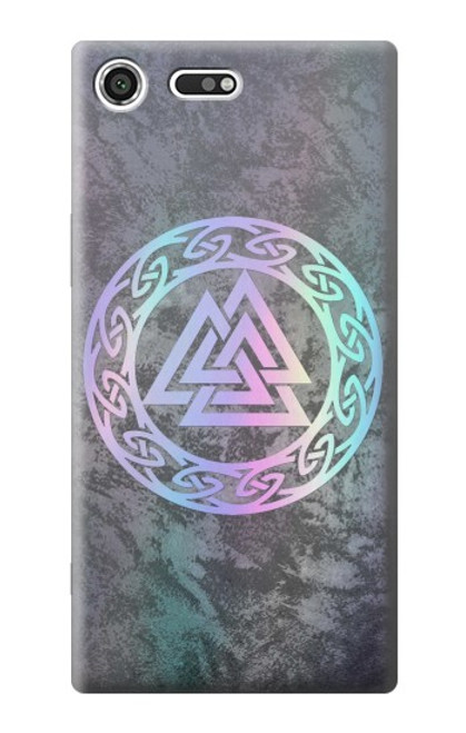 W3833 Valknut Odin Wotans Knot Hrungnir Heart Hülle Schutzhülle Taschen und Leder Flip für Sony Xperia XZ Premium