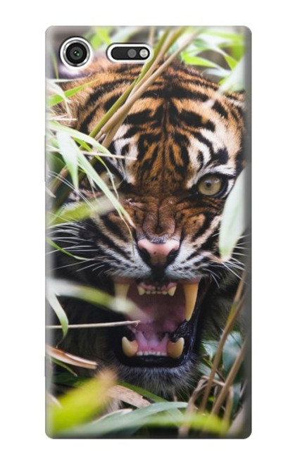 W3838 Barking Bengal Tiger Hülle Schutzhülle Taschen und Leder Flip für Sony Xperia XZ Premium