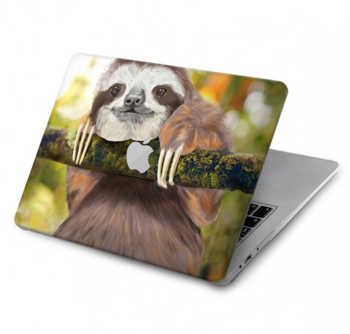 W3138 Cute Baby Sloth Paint Hülle Schutzhülle Taschen für MacBook Pro 14 M1,M2,M3 (2021,2023) - A2442, A2779, A2992, A2918