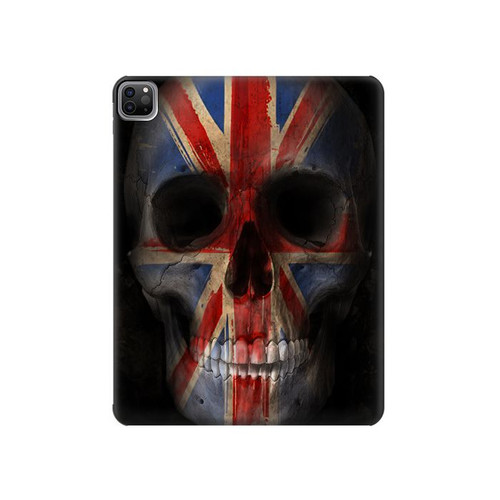 W3848 United Kingdom Flag Skull Tablet Hülle Schutzhülle Taschen für iPad Pro 12.9 (2022,2021,2020,2018, 3rd, 4th, 5th, 6th)