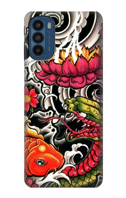 W0605 Yakuza Tattoo Hülle Schutzhülle Taschen und Leder Flip für Motorola Moto G41