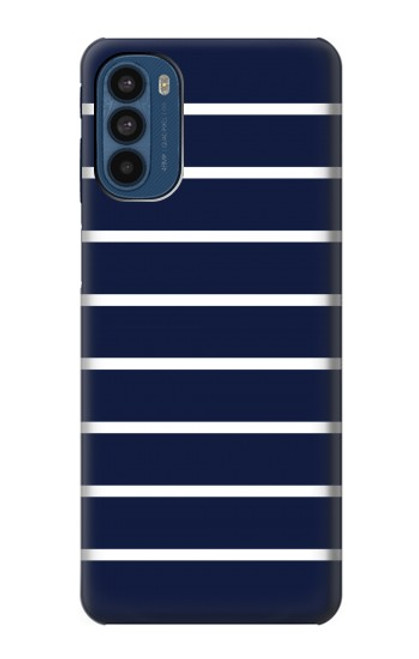 W2767 Navy White Striped Hülle Schutzhülle Taschen und Leder Flip für Motorola Moto G41