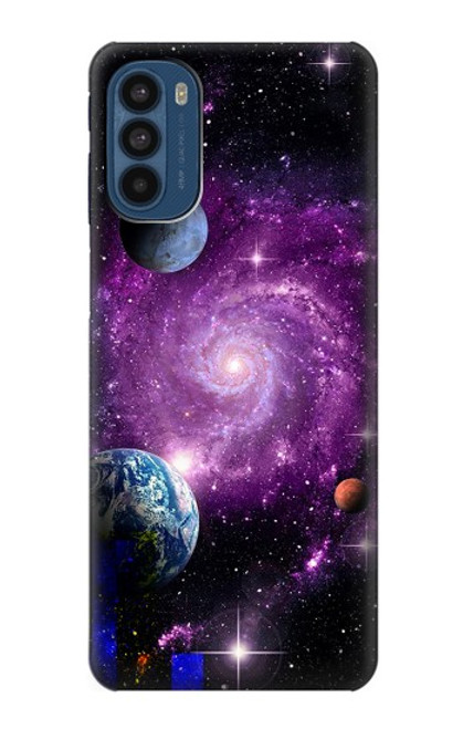 W3689 Galaxy Outer Space Planet Hülle Schutzhülle Taschen und Leder Flip für Motorola Moto G41