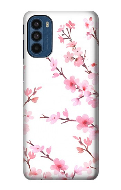 W3707 Pink Cherry Blossom Spring Flower Hülle Schutzhülle Taschen und Leder Flip für Motorola Moto G41