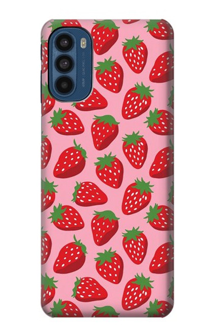 W3719 Strawberry Pattern Hülle Schutzhülle Taschen und Leder Flip für Motorola Moto G41