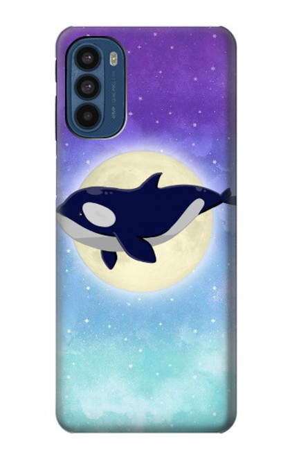 W3807 Killer Whale Orca Moon Pastel Fantasy Hülle Schutzhülle Taschen und Leder Flip für Motorola Moto G41