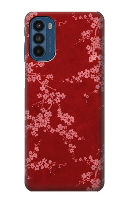 W3817 Red Floral Cherry blossom Pattern Hülle Schutzhülle Taschen und Leder Flip für Motorola Moto G41