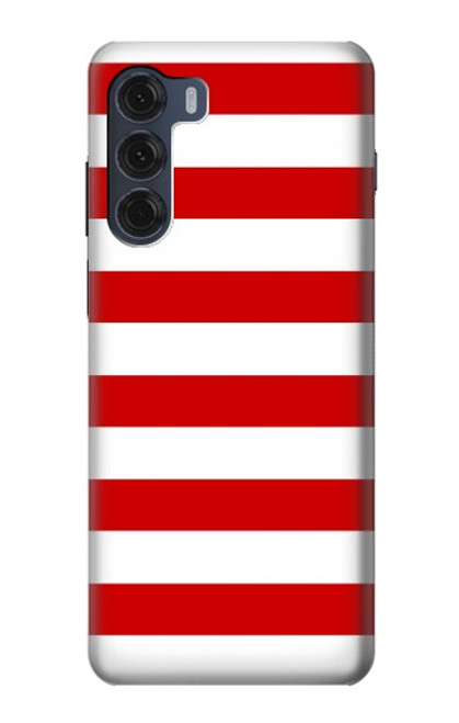 W2364 Red and White Striped Hülle Schutzhülle Taschen und Leder Flip für Motorola Moto G200 5G