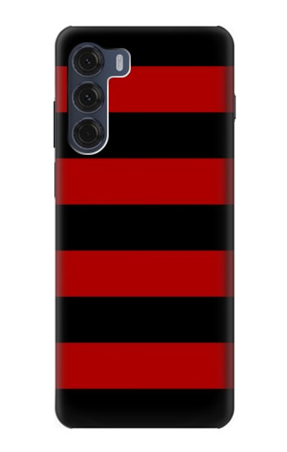 W2638 Black and Red Striped Hülle Schutzhülle Taschen und Leder Flip für Motorola Moto G200 5G